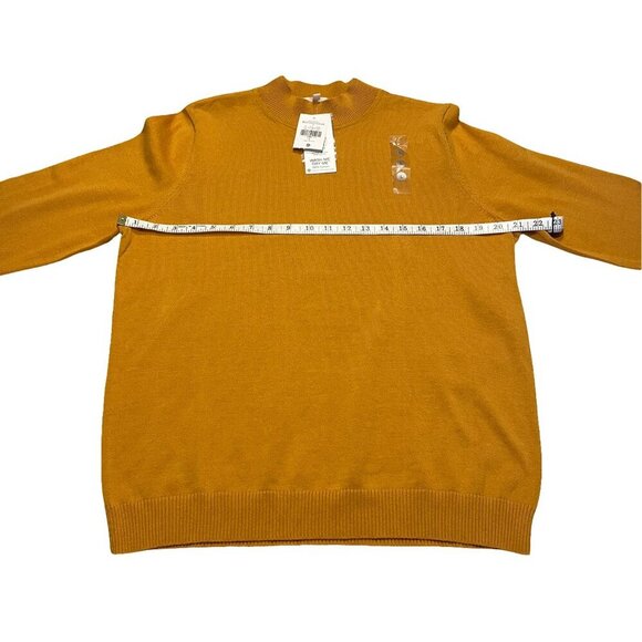 NWT NORTHERN REFLECTIONS Mock Neck Boxy Sweater 100% Cotton Mustard Tan Sz Large - Picture 9 of 12